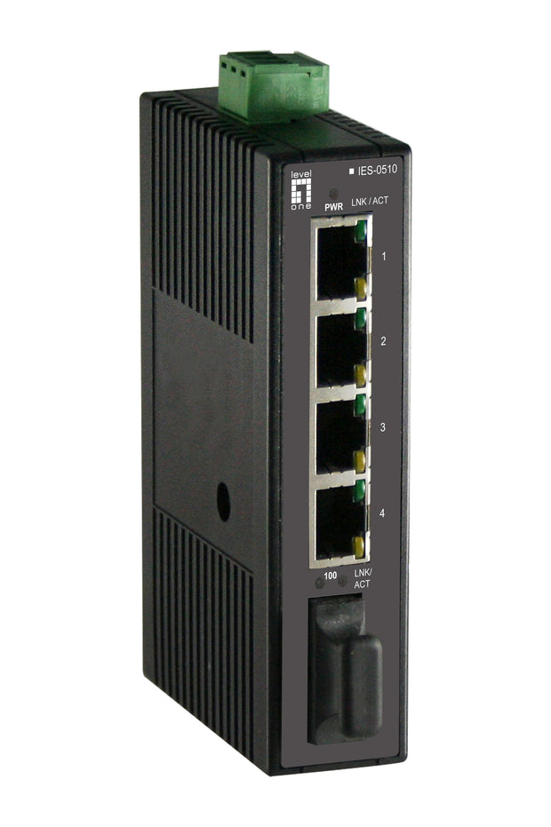 LevelOne IES-0510 nätverksswitchar Ohanterad Fast Ethernet (10/100) Svart