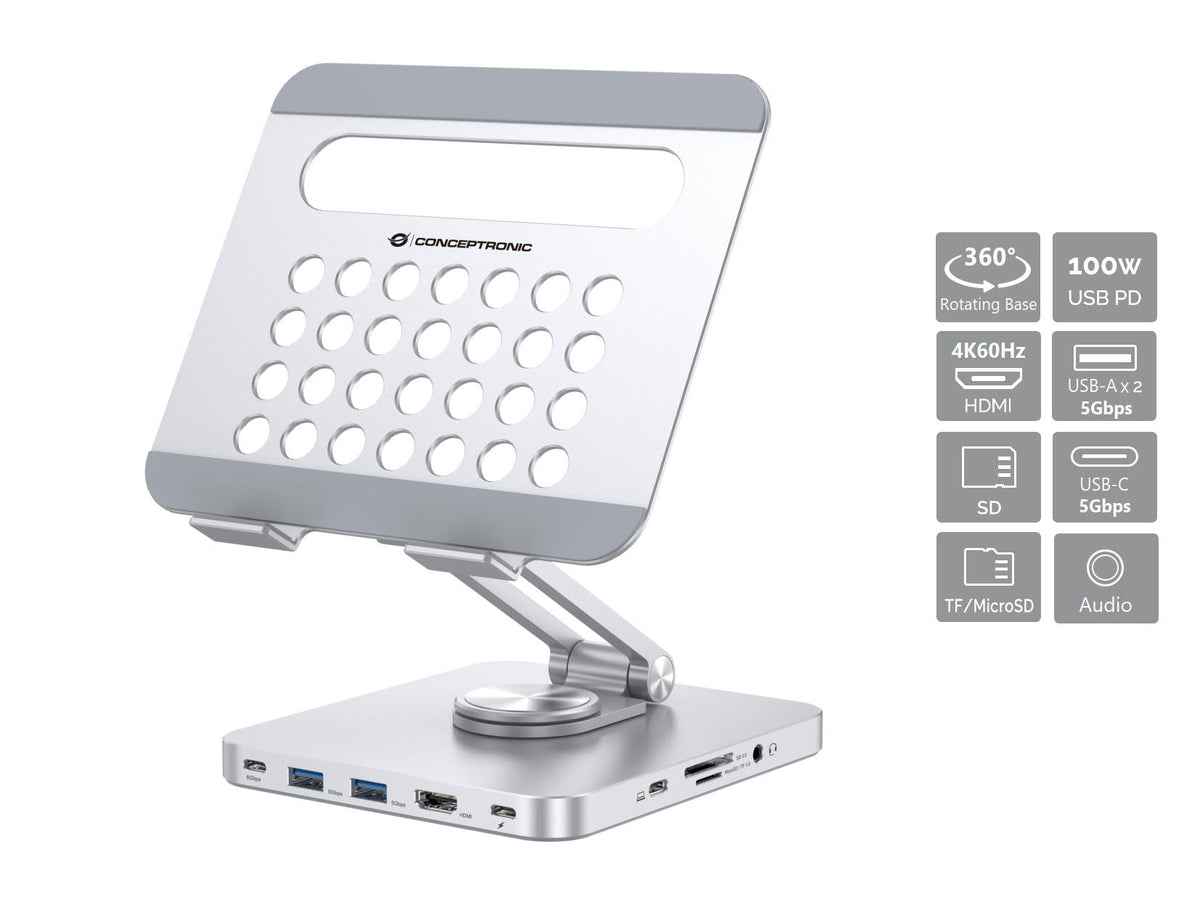 Conceptronic DONN26G multimediavagnar & ställ Silver Surfplatta Multimediastativ