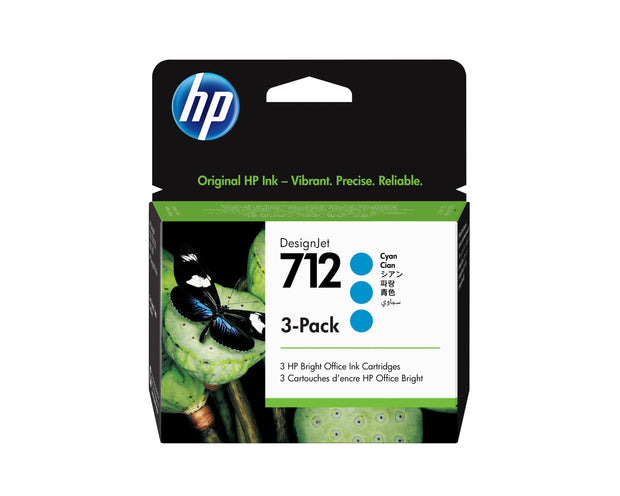 HP 712 3-pack med 29 ml cyan DesignJet-bläckpatroner
