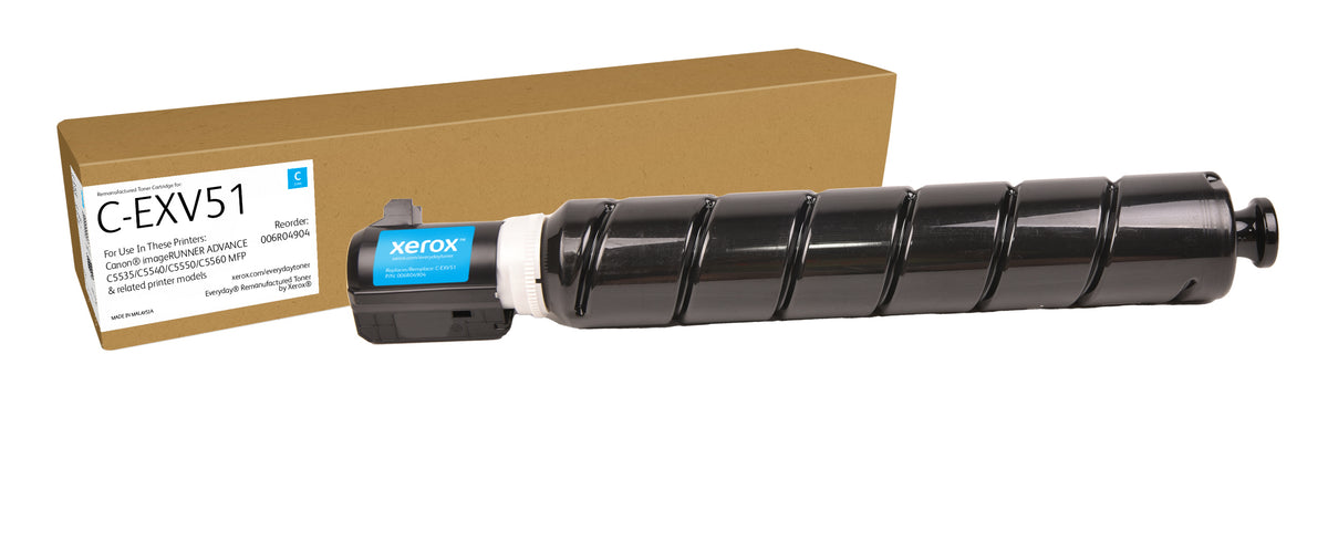 Everyday Cyan Remanufactured Toner by Xerox compatible with Canon C-EXV51 (0482C002)