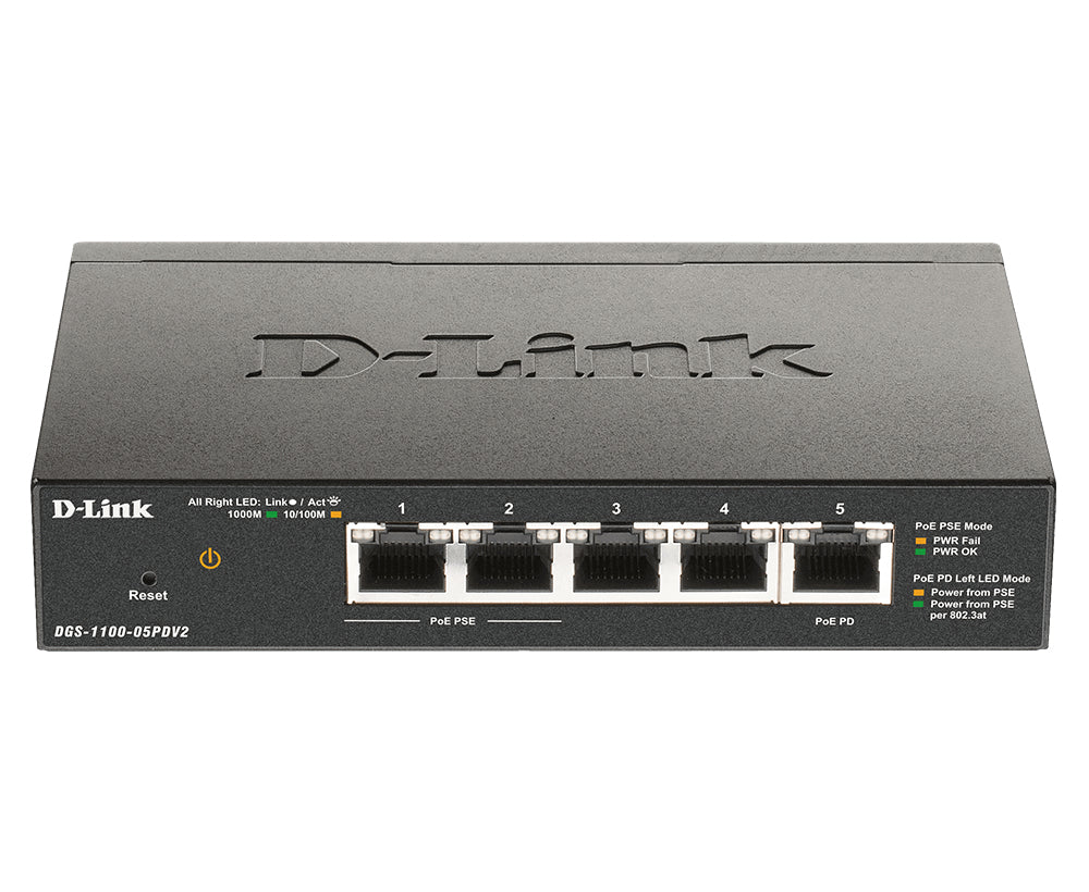 D-Link DGS-1100-05PDV2 nätverksswitchar hanterad Gigabit Ethernet (10/100/1000)