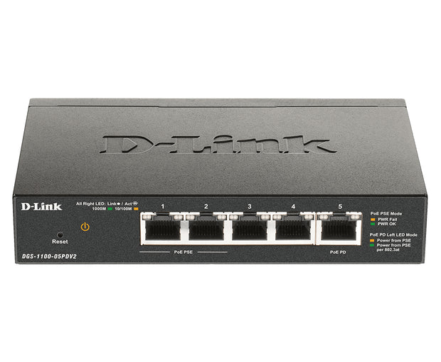 D-Link DGS-1100-05PDV2 nätverksswitchar hanterad Gigabit Ethernet (10/100/1000) Strömförsörjning via Ethernet