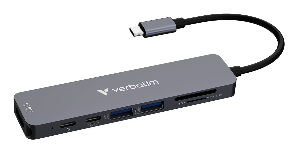 Verbatim 32158 gränssnittshubbar USB 3.2 Gen 1 (3.1 Gen 1) Type-C 5000 Mbit/s Grå