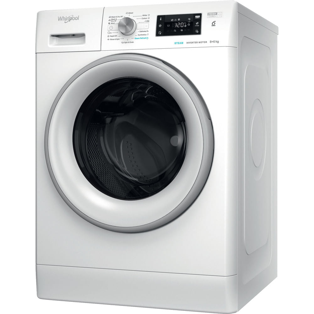 Whirlpool FFWDB 864489 SV EE kombinerad tvättmaskin och Tumlare Fristående Frontmatad Vit