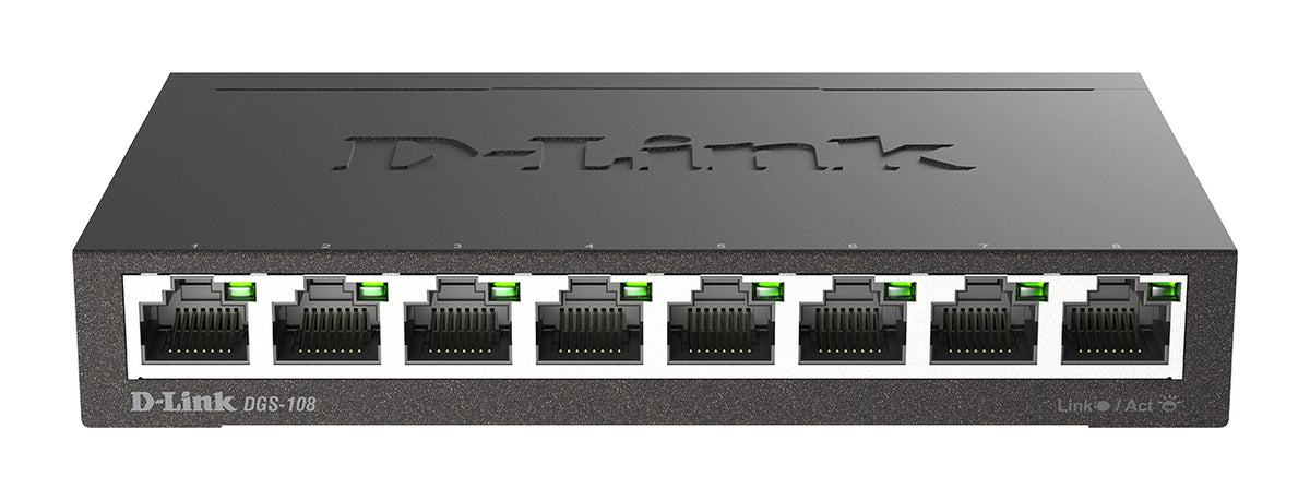 D-Link DGS-108 Ohanterad L2 Gigabit Ethernet (10/100/1000) Svart