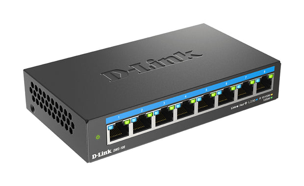 D-Link DMS-108 Ohanterad L2 2.5G Ethernet (100/1000/2500) Svart