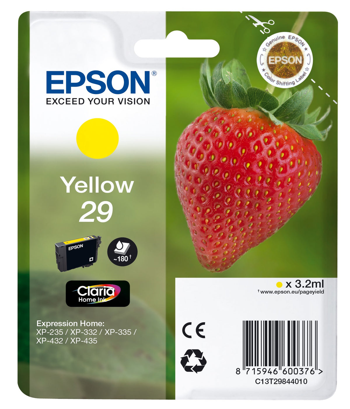 Epson Strawberry Singlepack Yellow 29 Claria Home Ink