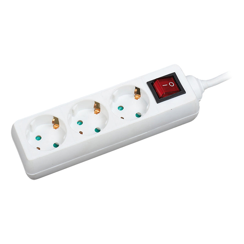 LogiLink LPS206 förlängningssladdar 1,4 m 3 AC-utgångar Vit