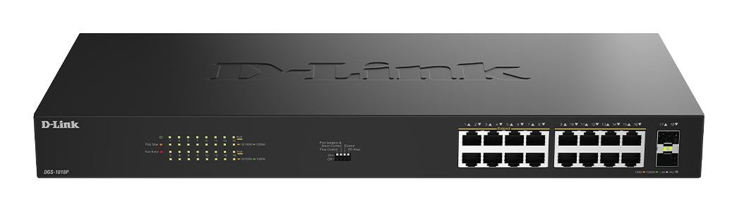 D-Link DGS-1018P Ohanterad Gigabit Ethernet (10/100/1000) Strömförsörjning via