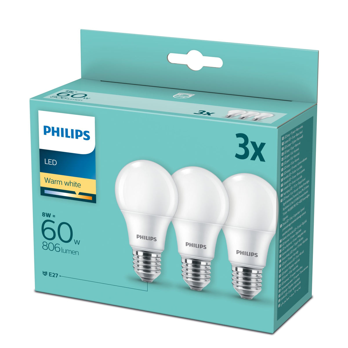 Philips Ljuskälla 60 W A60 E27 x3