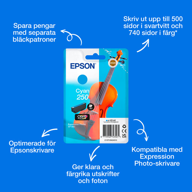 Epson Enpack Cyan 250 Violin Claria Photo HD-bläck