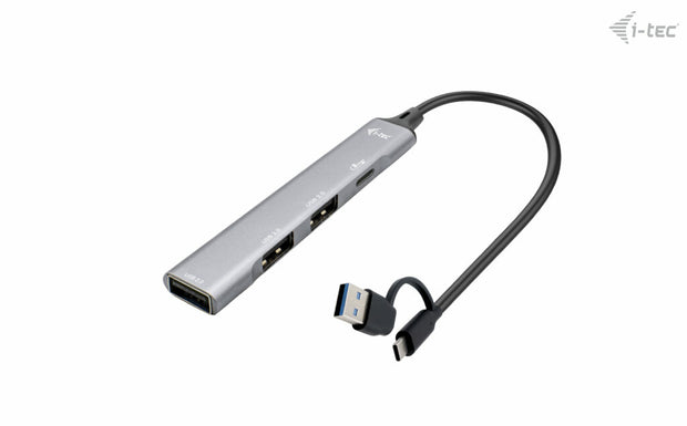 i-tec CAHUBMETALMINI4 gränssnittshubbar USB 3.2 Gen 1 (3.1 Gen 1) Type-A + Type-C 5000 Mbit/s Silver
