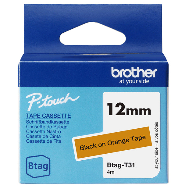 Brother BTAG-T31 etikett-tejp Svart på orange