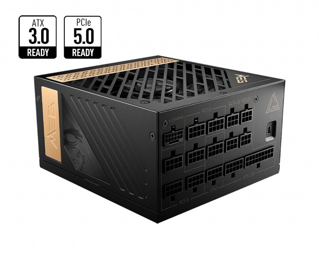 MSI MEG AI1300P PCIE5 strömförsörjningsenheter 1300 W 24-pin ATX ATX Svart
