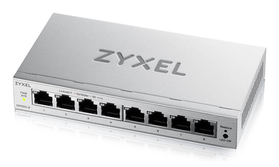Zyxel GS1200-8V3 hanterad L2 Gigabit Ethernet (10/100/1000) Skrivbord Grå