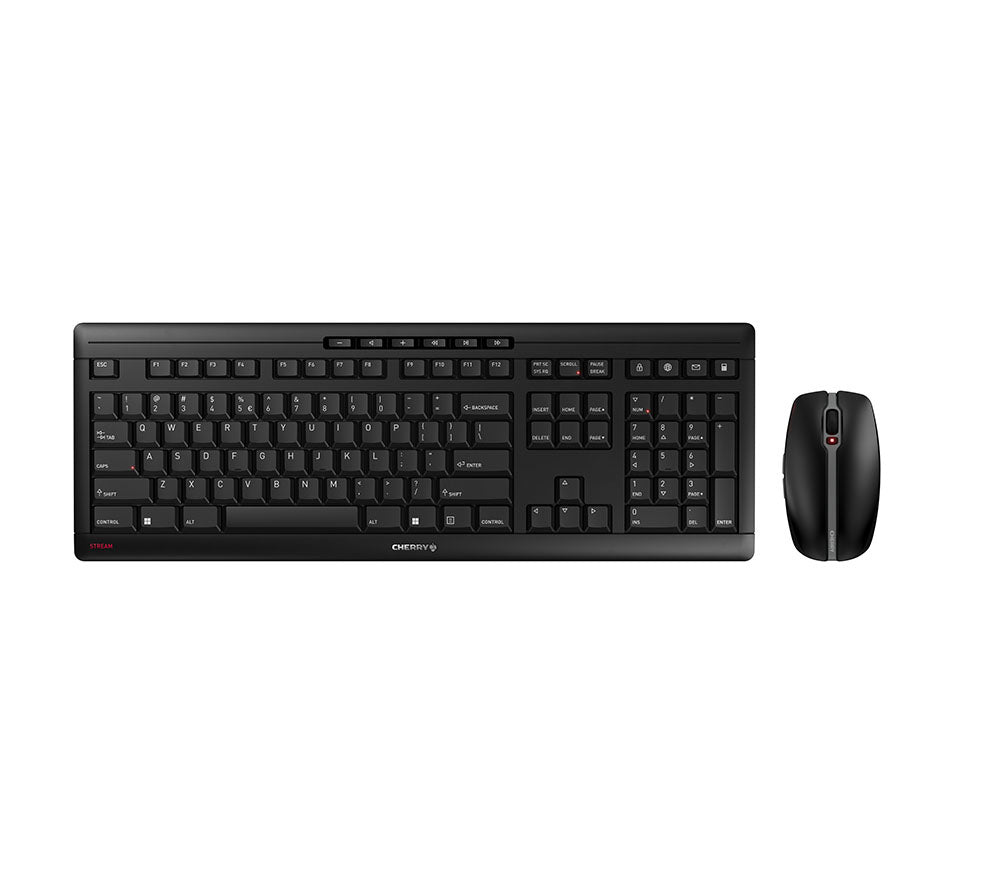 CHERRY Stream Desktop Recharge tangentbord Mus inkluderad Universal RF Trådlös QWERTY Engelsk Svart