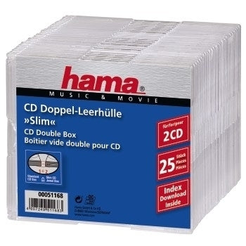 Hama 00051168 fodral till optiska skivor Slimline-fodral 2 diskar Transparent