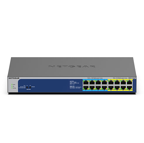 NETGEAR GS516UP Ohanterad Gigabit Ethernet (10/100/1000) Strömförsörjning via Ethernet (PoE) stöd Grå
