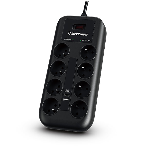 CyberPower Tracer III P0820SUF0-FR överspänningsskydd Svart 8 AC-utgångar 200
