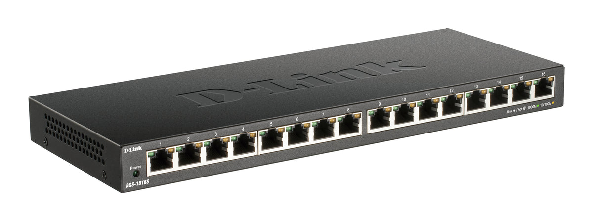 D-Link DGS-1016S Ohanterad Gigabit Ethernet (10/100/1000) Svart