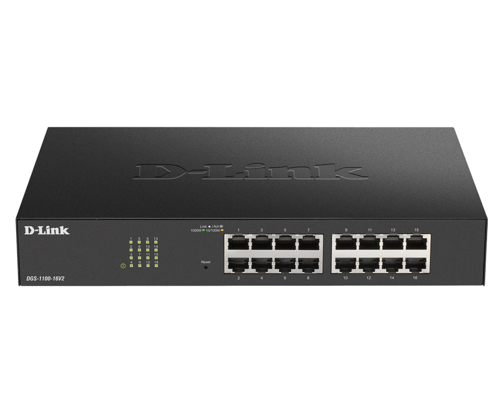D-Link DGS-1100-16V2 hanterad L2 Gigabit Ethernet (10/100/1000) Svart