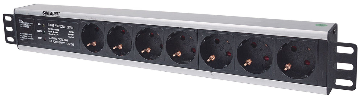 Intellinet 714006 grenuttag 7 AC-utgångar 1.5U Svart