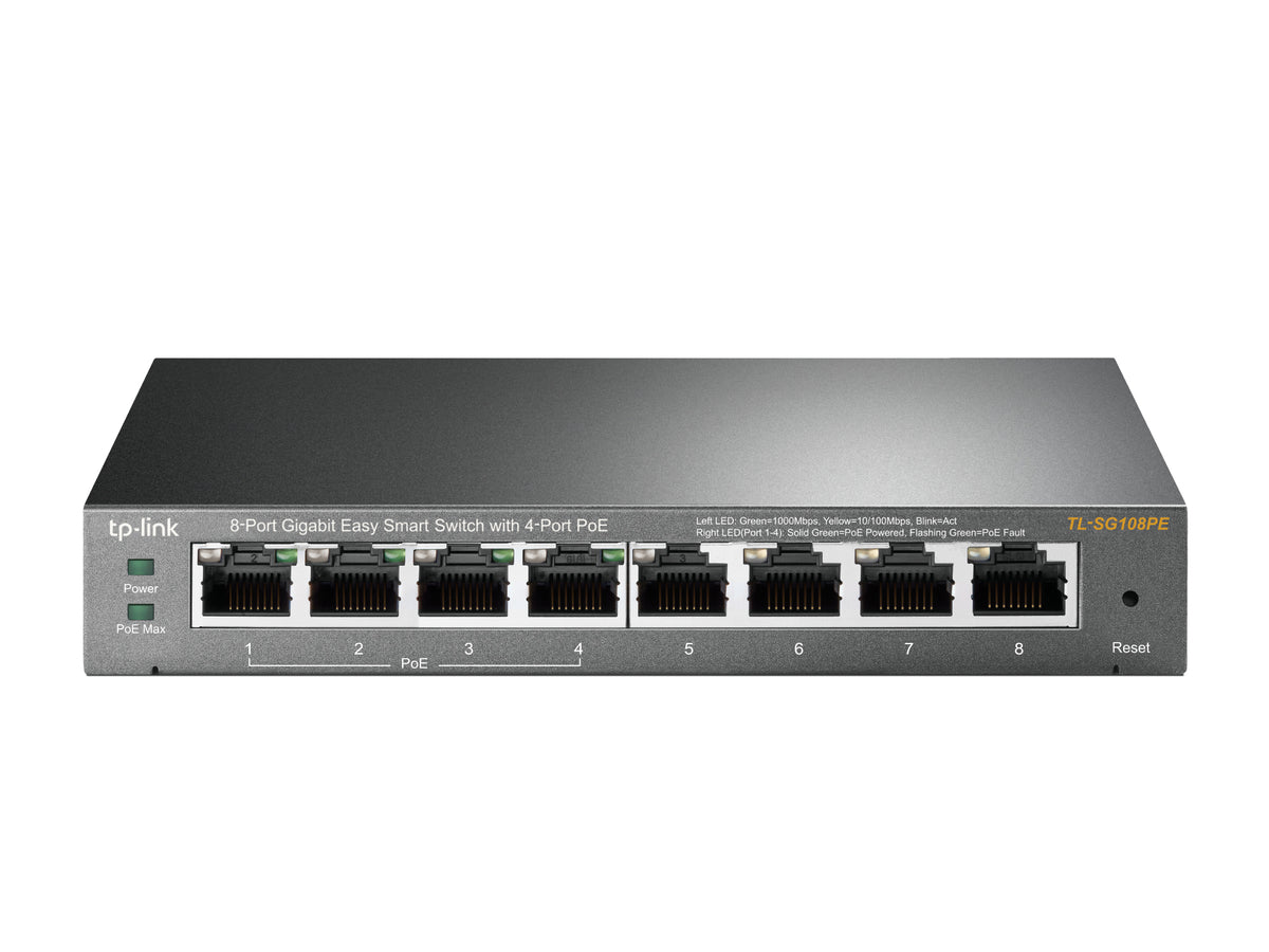 TP-Link TL-SG108PE hanterad L2 Gigabit Ethernet (10/100/1000) Strömförsörjning via