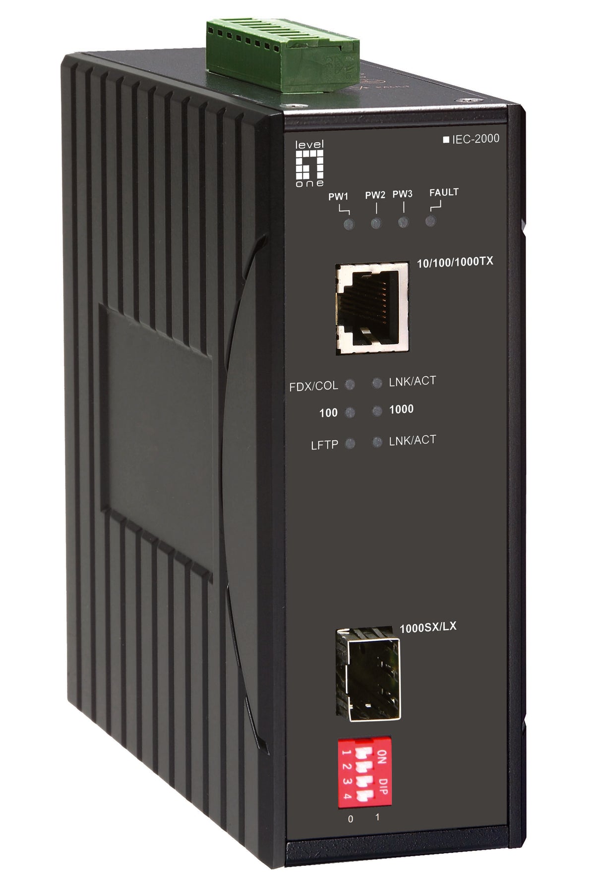 LevelOne IEC-2000 mediakonverterare för nätverk 1000 Mbit/s Svart