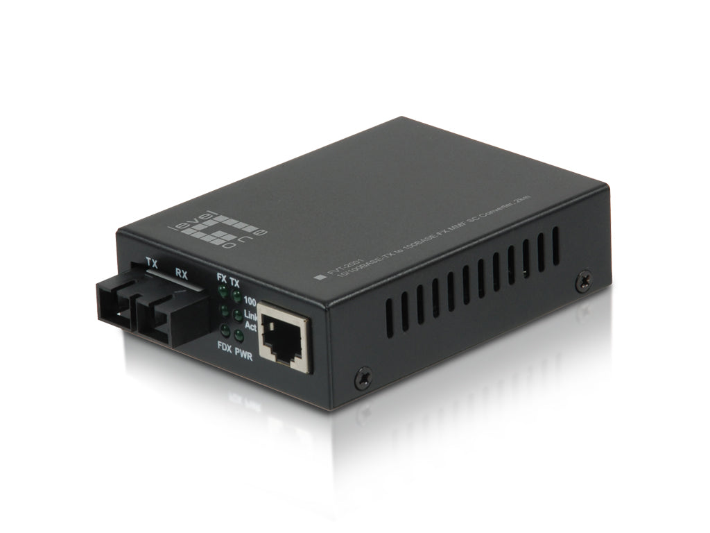 LevelOne FVT-2001 mediakonverterare för nätverk 100 Mbit/s 1310 nm Flerläge Svart