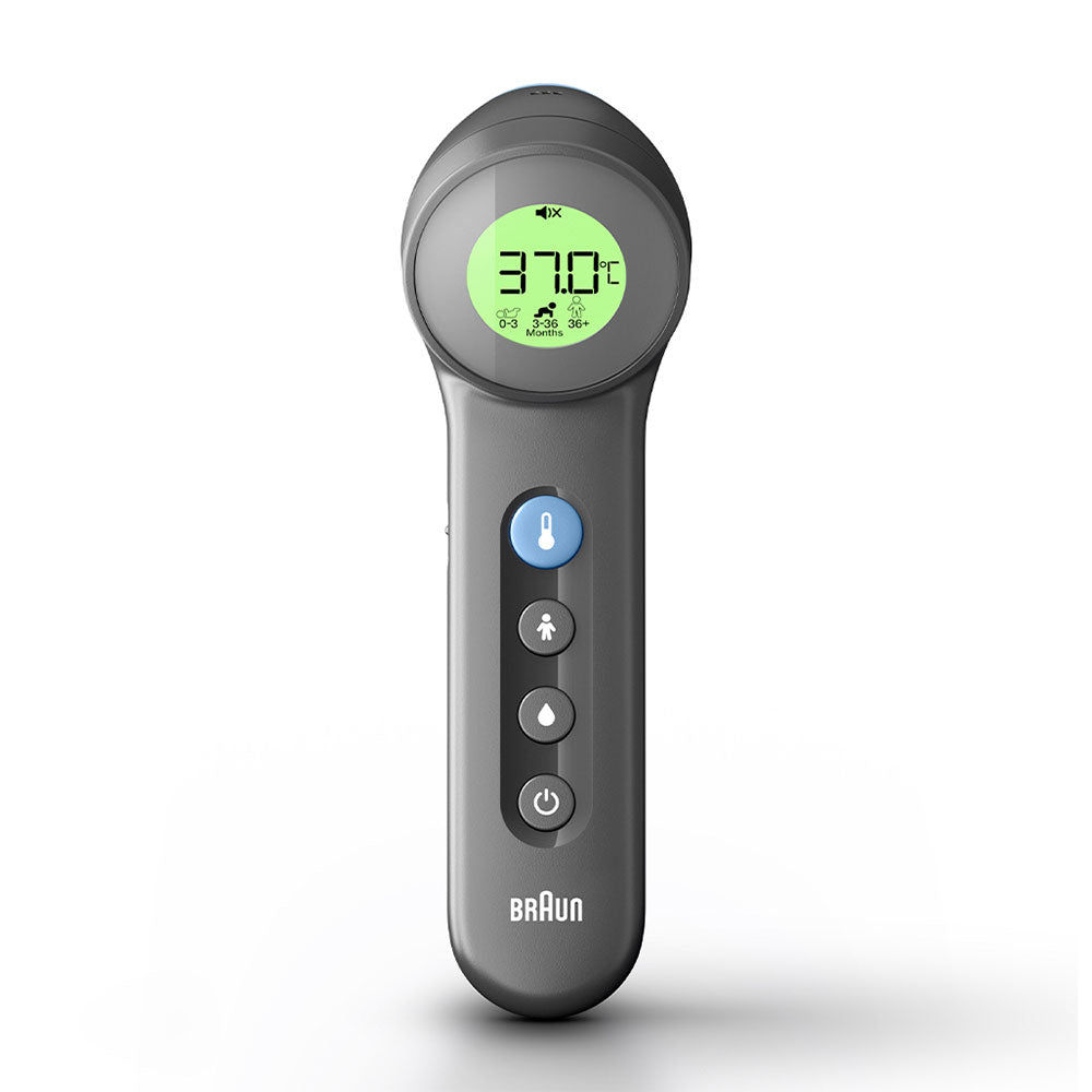 Braun BNT 400 BK Beröringsfri termometer Grå Panna Knappar