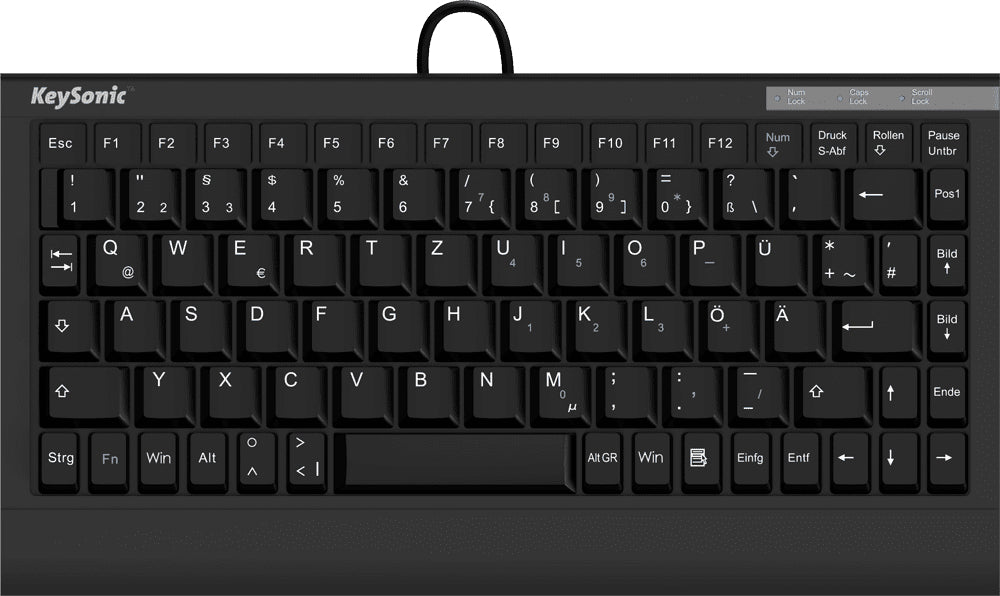 KeySonic ACK-595C+ (DE) tangentbord Kontor USB QWERTZ tyska Svart