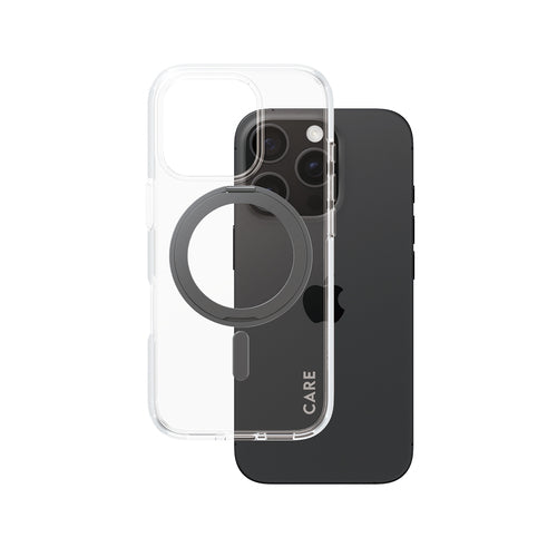PanzerGlass CARE by Case Transparent w. Black Kickstand & MagSafe iPhone 16 Pro