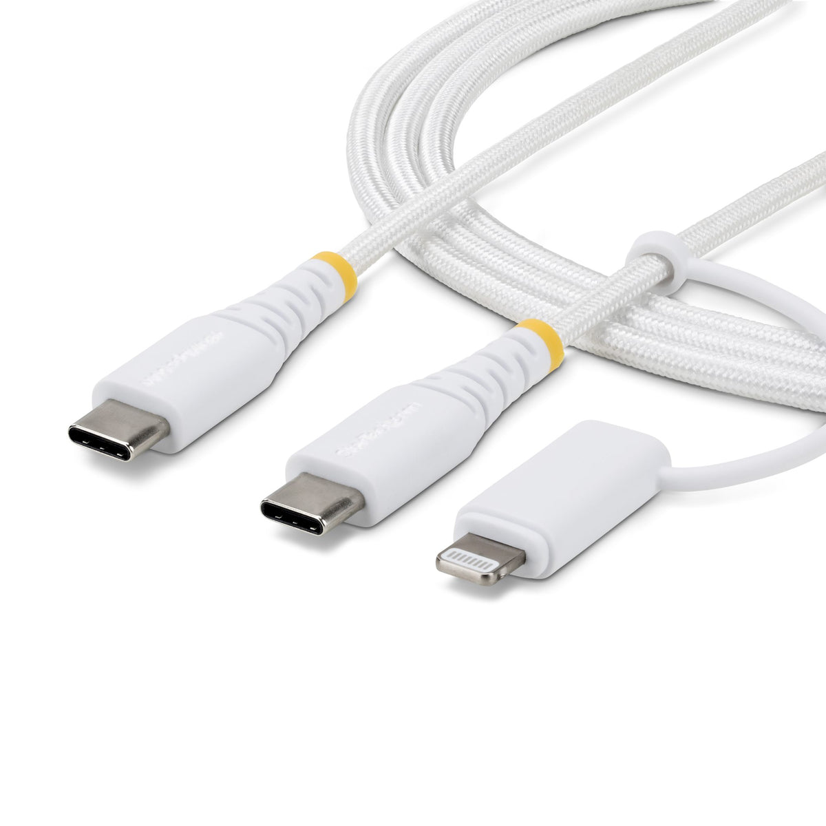 StarTech.com 1 m robust 2-i-1 USB-C-laddningskabel med Lightning-adapter