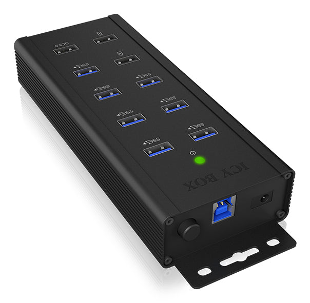 ICY BOX IB-HUB1703-QC3 USB 3.2 Gen 1 (3.1 Gen 1) Type-B 5000 Mbit/s Svart