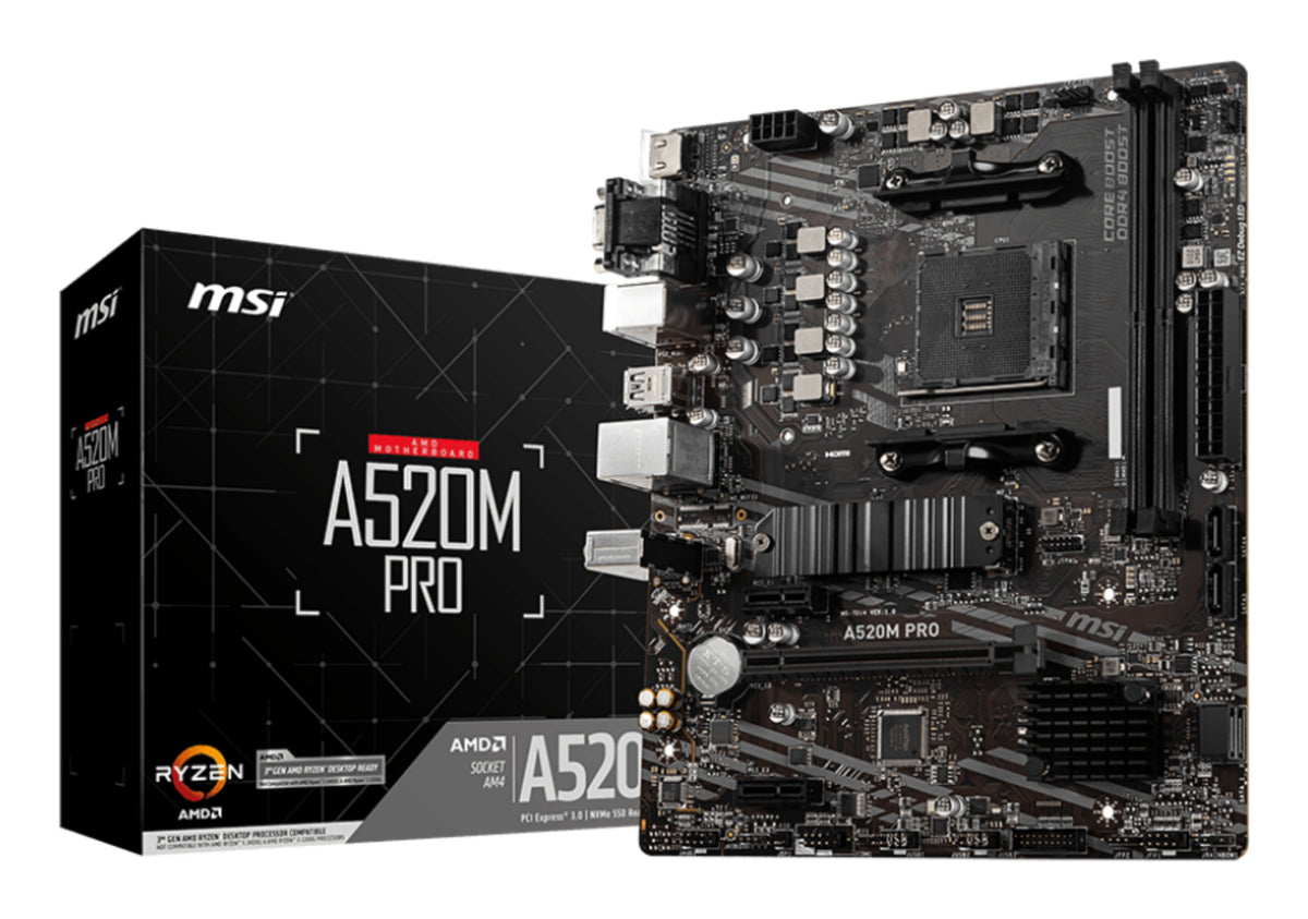 MSI A520M PRO moderkort AMD A520 Uttag AM4 micro ATX