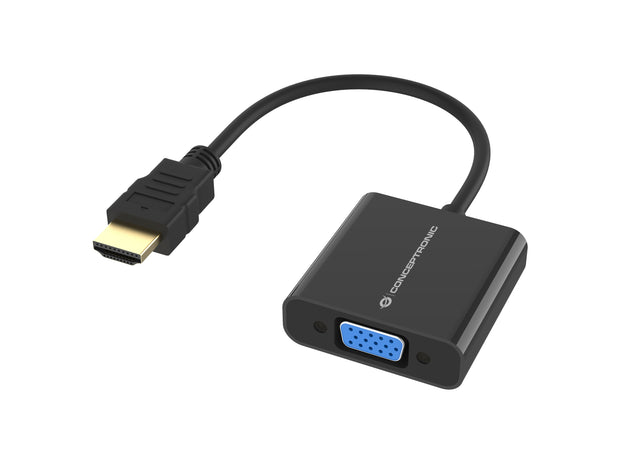 Conceptronic ABBY20B videokabeladapter 0,25 m HDMI Typ A (standard) VGA (D-Sub) Svart