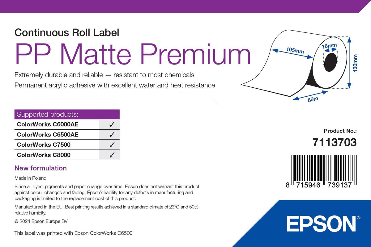 Epson PP Matte Label Premium utskriftsbara Etiketter