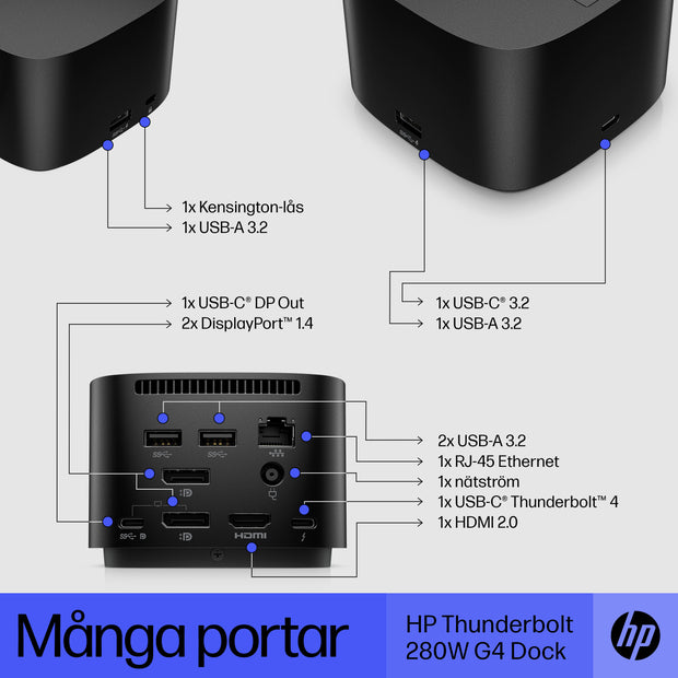 HP Thunderbolt-docka 280 W G4 med kombikabel dockningsstation
