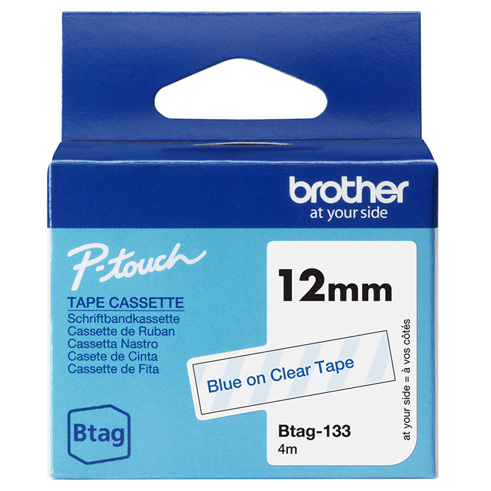 Brother BTAG-133 etikett-tejp Blått på transparent