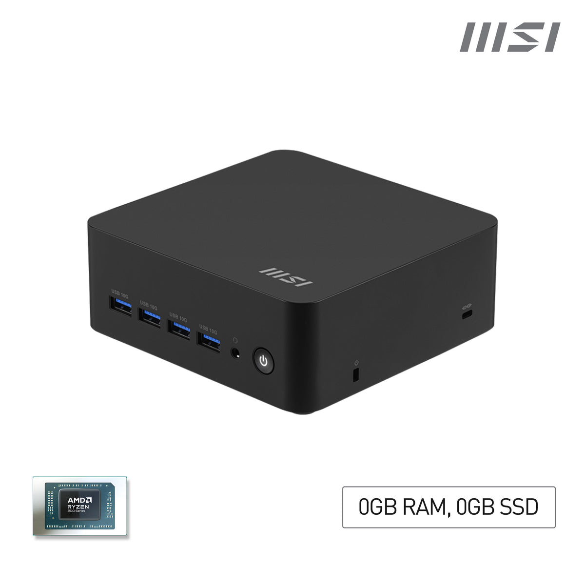 MSI Cubi Z AI 8M-004BEU Kub Svart 8945HS AMD SoC 4,1 GHz Inbyggda högtalare