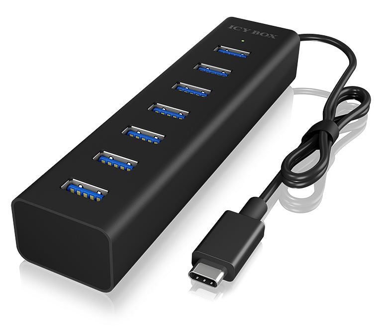 ICY BOX IB-HUB1700-C3 USB 3.2 Gen 1 (3.1 Gen 1) Type-C 5000 Mbit/s Svart