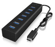 ICY BOX IB-HUB1700-C3 USB 3.2 Gen 1 (3.1 Gen 1) Type-C 5000 Mbit/s Svart