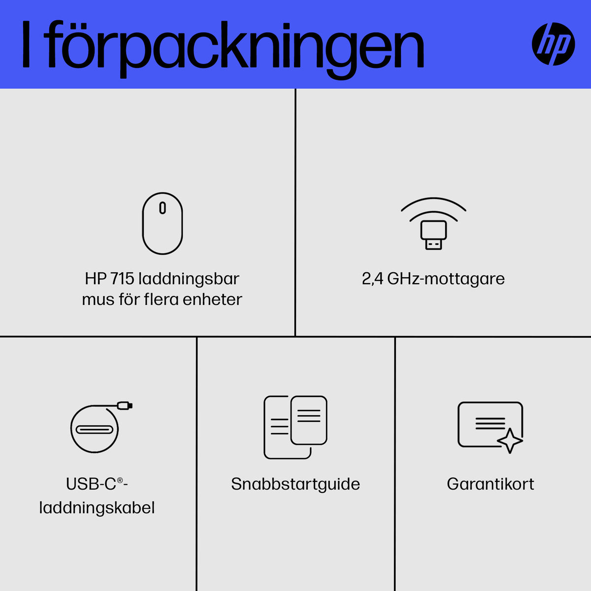 HP 715 laddningsbar mus för flera enheter
