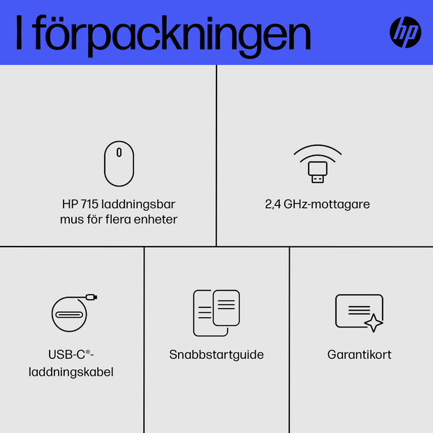 HP 715 laddningsbar mus för flera enheter