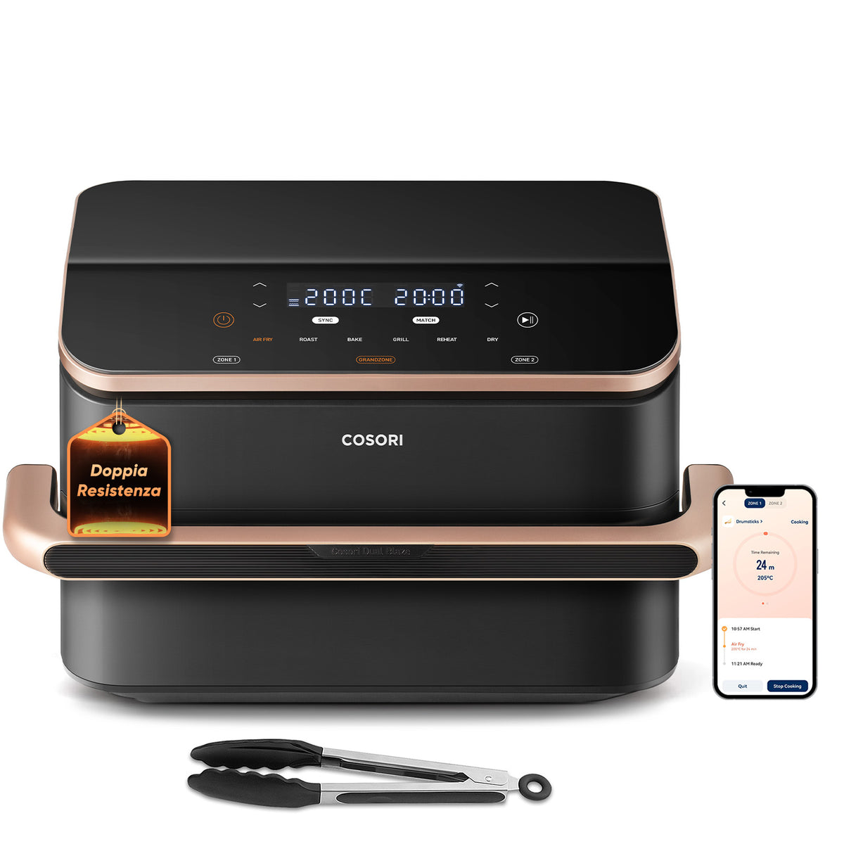 Cosori Dual Blaze Twinfry Chef Edition Dubbel 10 l Fristående 2800 W Varmluftsfritös