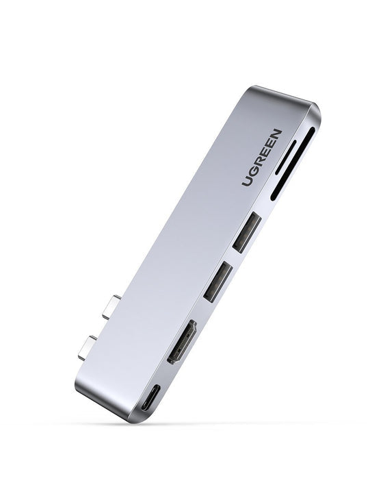 Ugreen 80856 dockningsstationer för bärbara datorer 2 x USB 3.2 Gen 2 (3.1 Gen 2) Type-C Aluminium