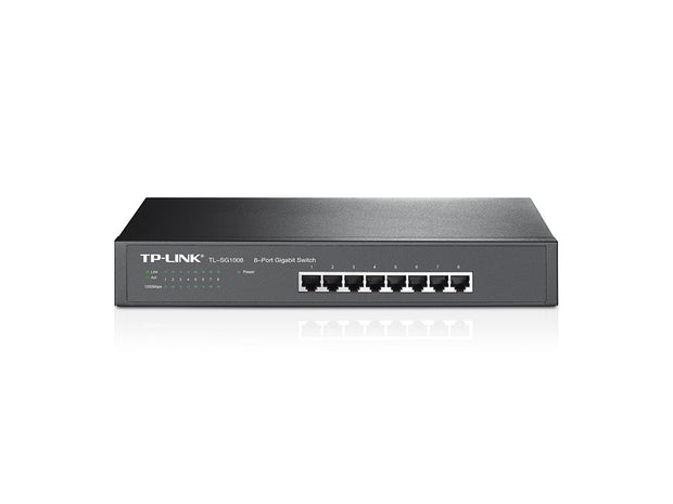 TP-Link TL-SG1008 Ohanterad Gigabit Ethernet (10/100/1000) 1U Svart