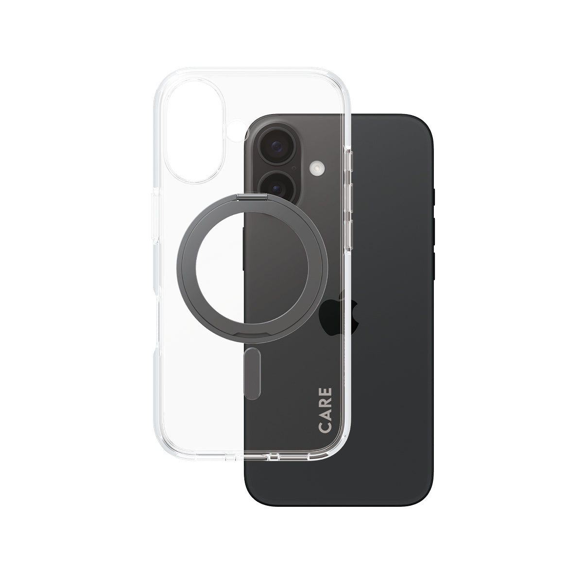 PanzerGlass CARE by Case Transparent w. Black Kickstand & MagSafe iPhone 16