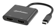 Manhattan 154321 videokabeladapter 0,15 m USB Type-C 2 x HDMI Svart