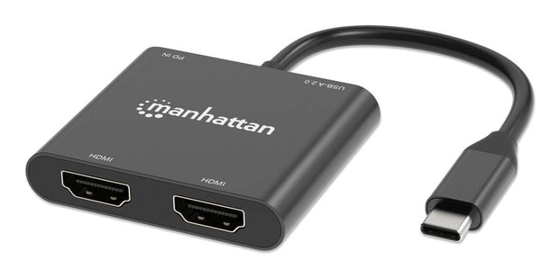 Manhattan 154321 videokabeladapter 0,15 m USB Type-C 2 x HDMI Svart